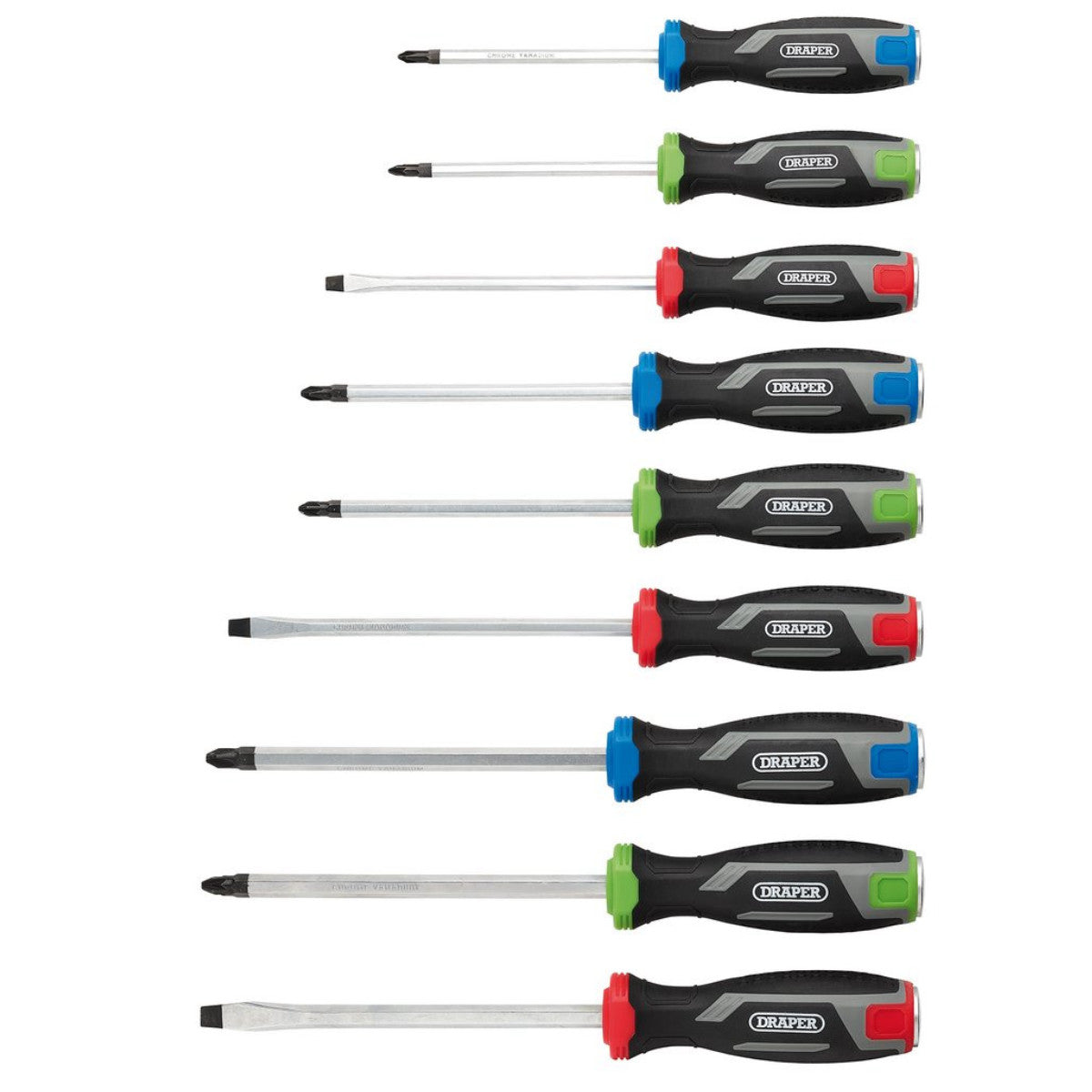 Draper Pound Thru Soft Grip Screwdriver Set (9 Piece) 13487