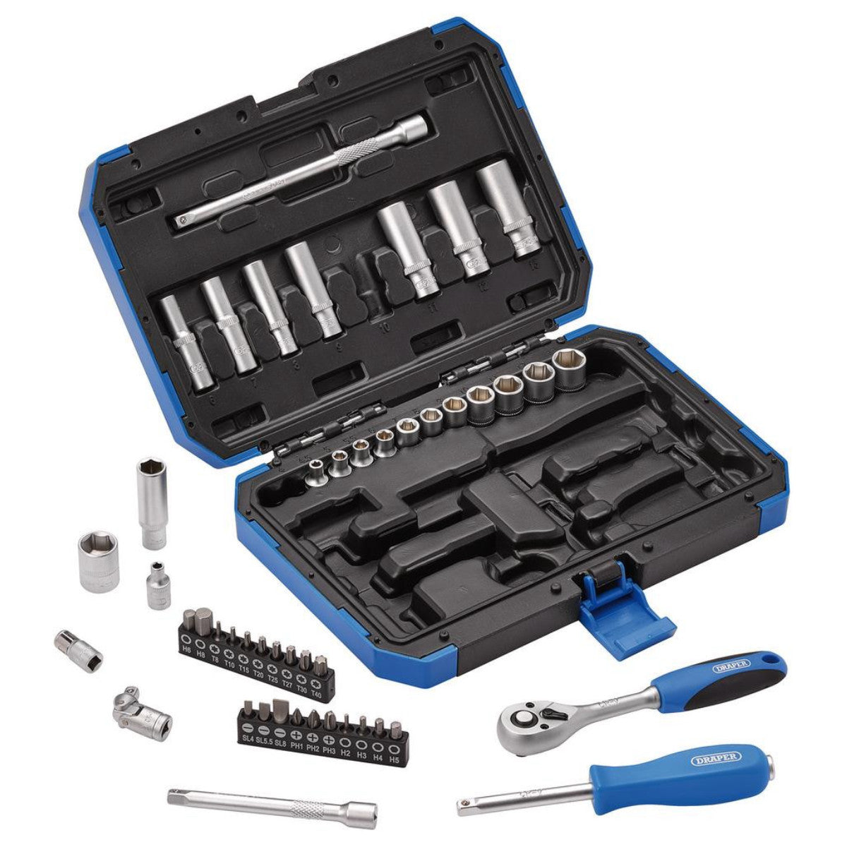 Draper HI-TORQ Metric Socket Set, 1/4" Sq. Dr. (47 Piece) 16355