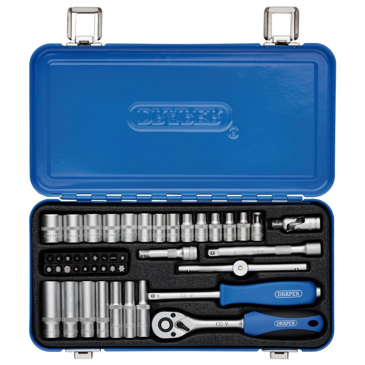 Draper Metric Socket Set in Metal Case, 1/4" Sq. Dr. (45 Piece) 16365