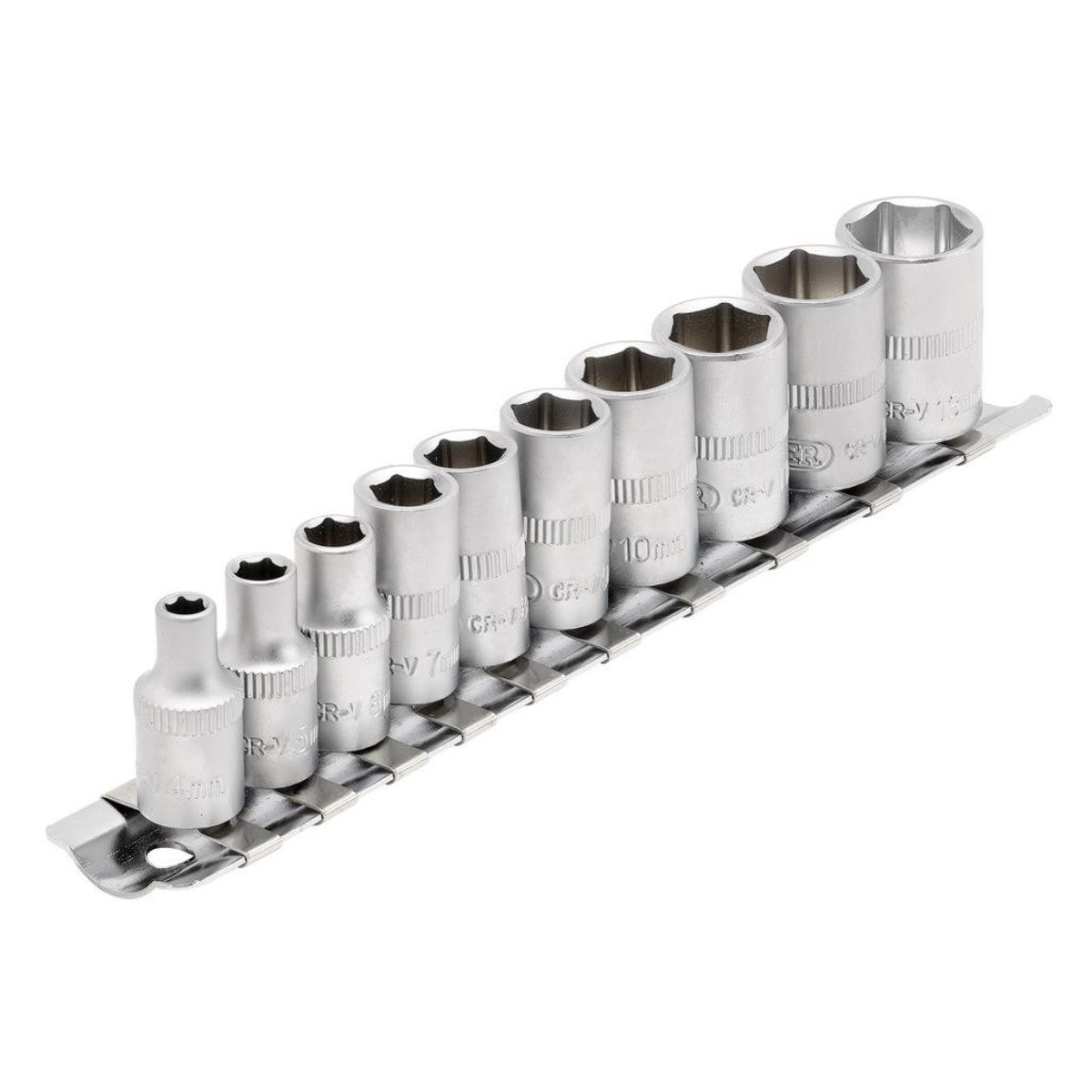 Draper Metric Socket on Metal Rail, 1/4" Sq. Dr. (10 Piece) 16398