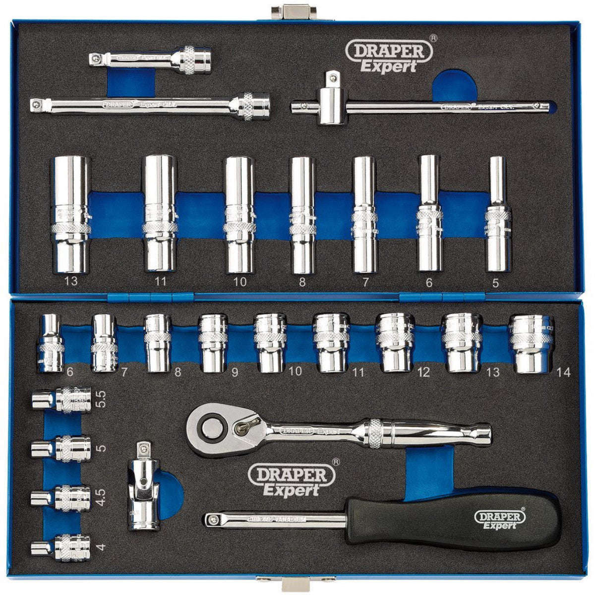 Draper Expert Metric Socket Set, 1/4" Sq. Dr. (26 Piece) 16476