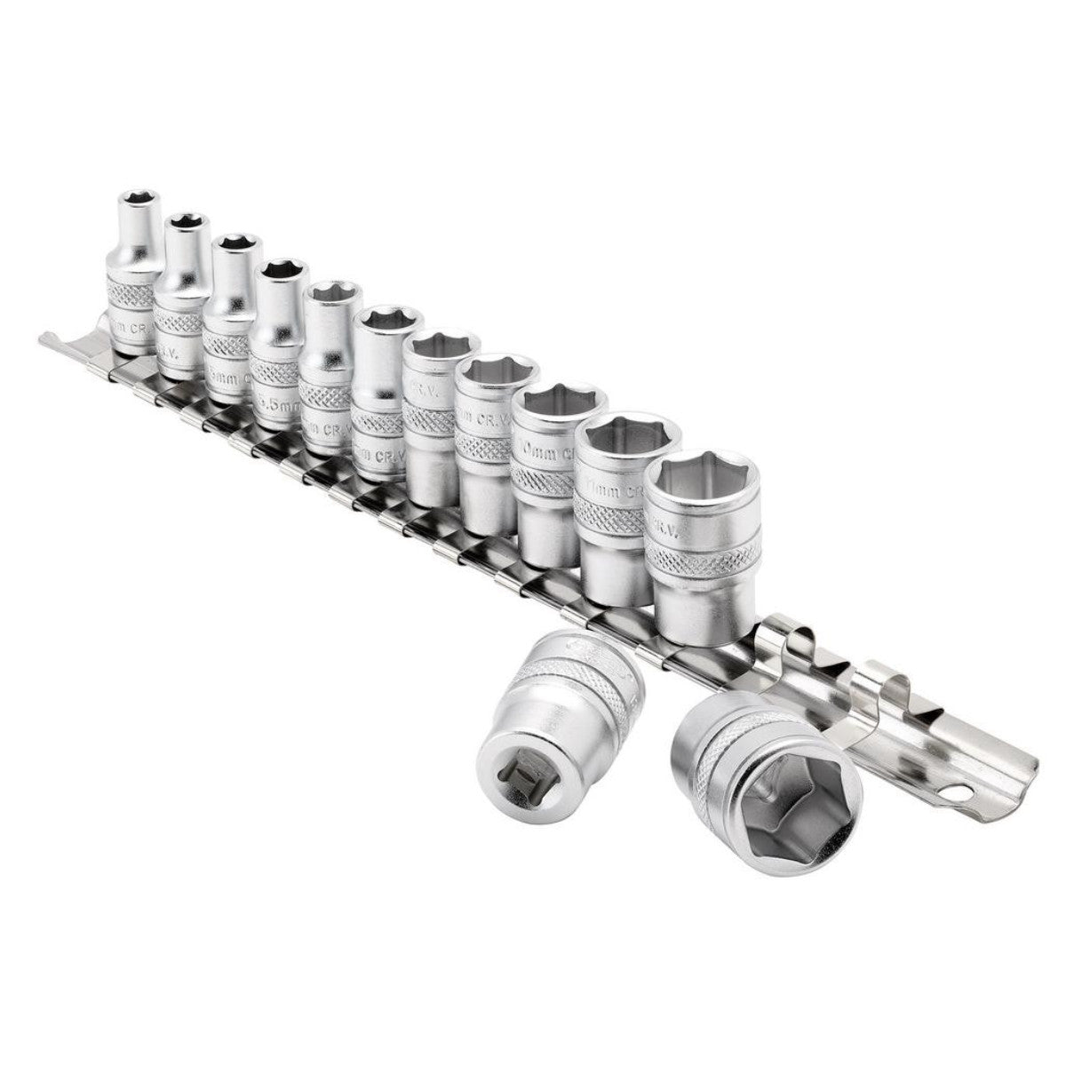 Draper Expert HI-TORQ Metric Socket Set on a Metal Rail, 1/4" Sq. Dr. (13 Piece) 16487