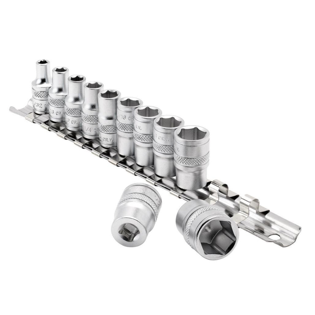Draper Expert Imperial Socket Set on a Metal Rail, 1/4" Sq. Dr. (11 Piece) 16488