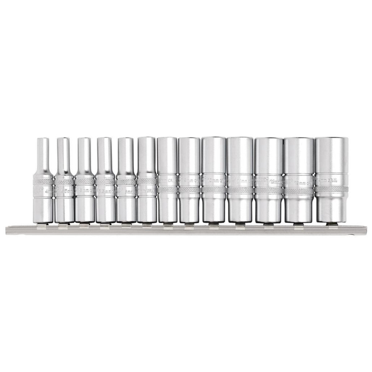 Draper Expert Deep Metric Socket Set on a Metal Rail, 1/4" Sq. Dr. (13 Piece) 16490