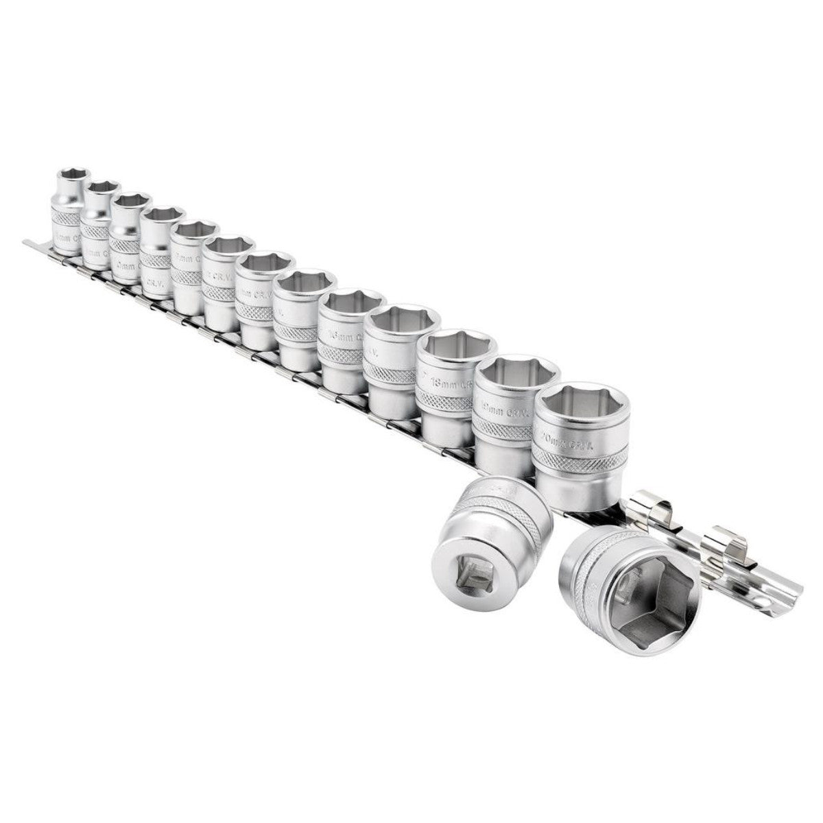 Draper Expert HI-TORQ Metric Socket Set on a Metal Rail, 3/8" Sq. Dr. (15 Piece) 16492