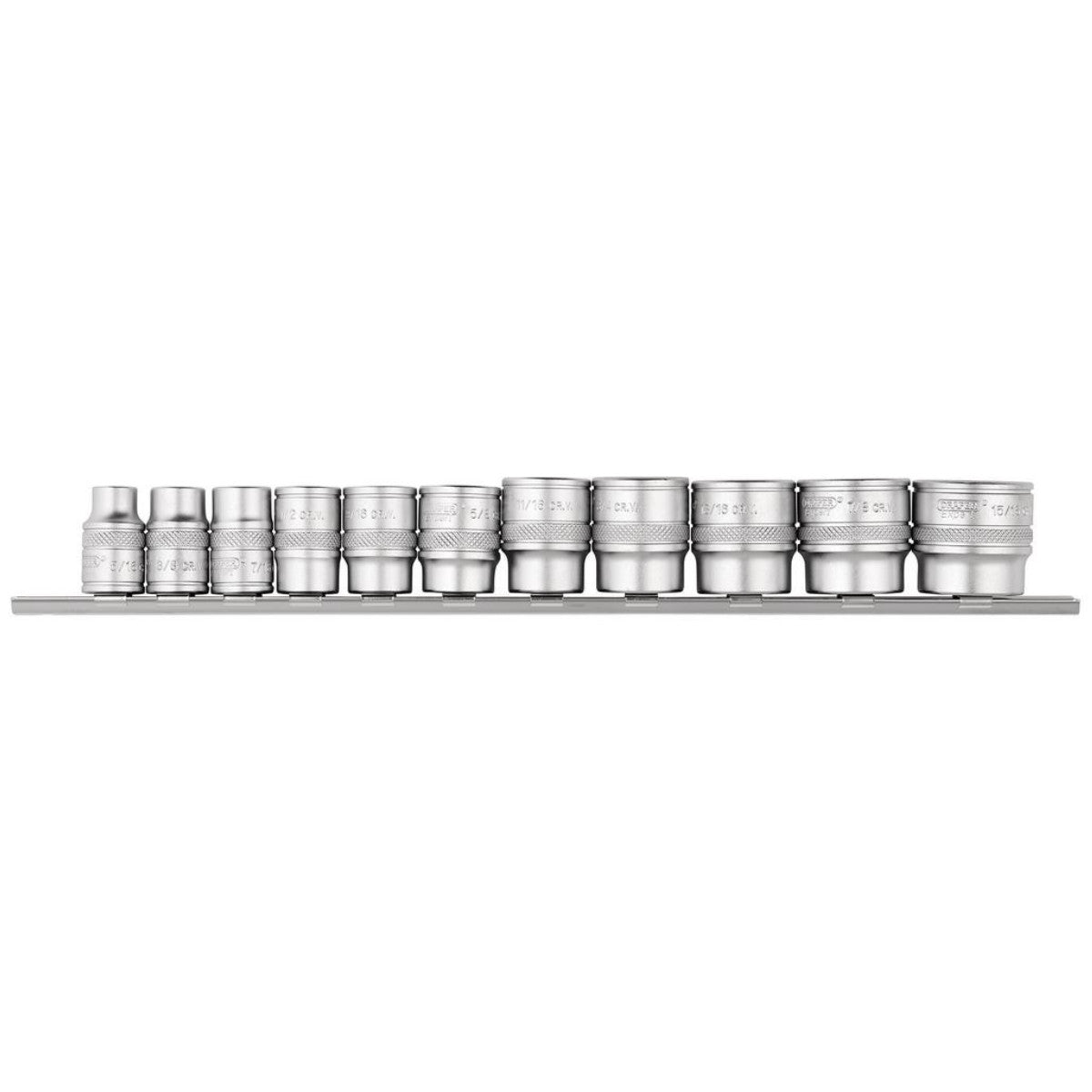 Draper Expert Imperial Socket Set on a Metal Rail, 3/8" Sq. Dr. (11 Piece) 16493