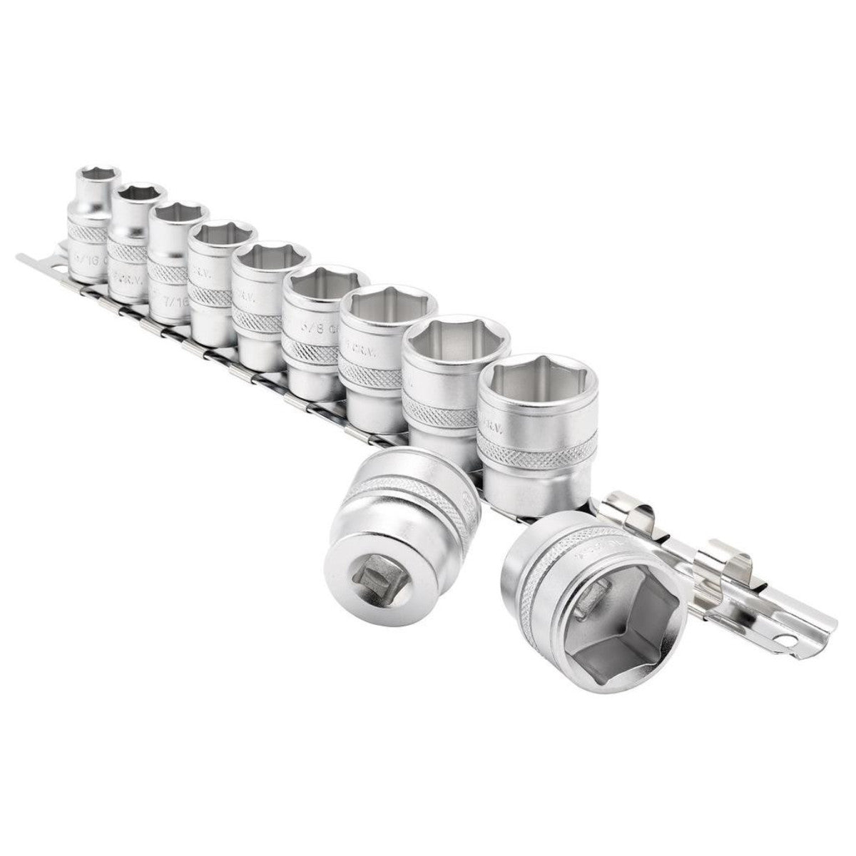 Draper Expert Imperial Socket Set on a Metal Rail, 3/8" Sq. Dr. (11 Piece) 16493