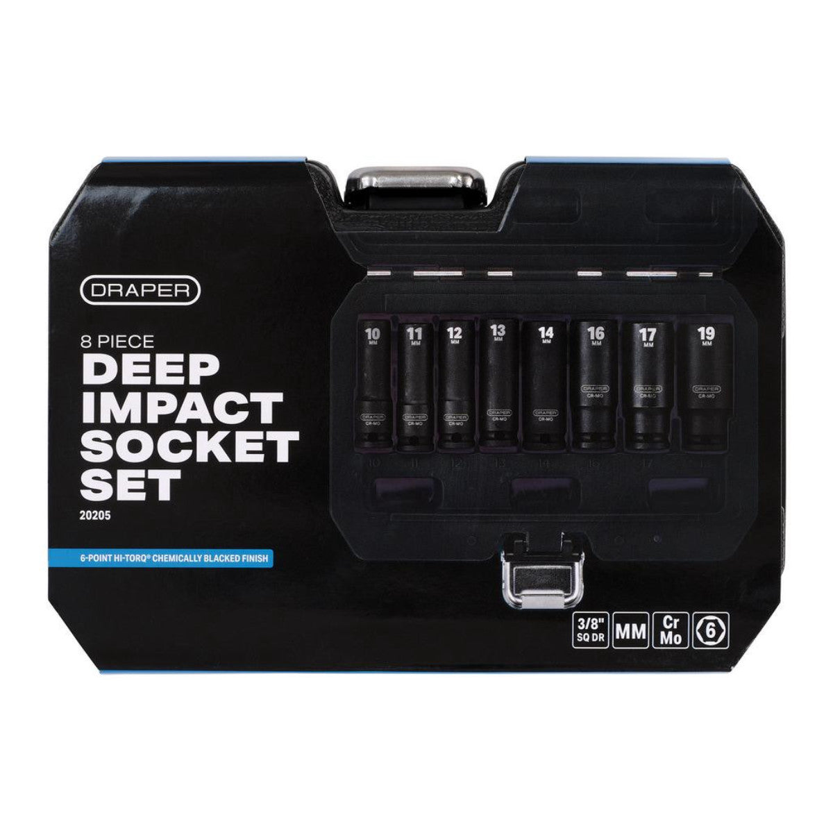 Draper HI-TORQ Metric Deep Impact Socket Set, 3/8" Sq. Dr. (8 Piece) 20205