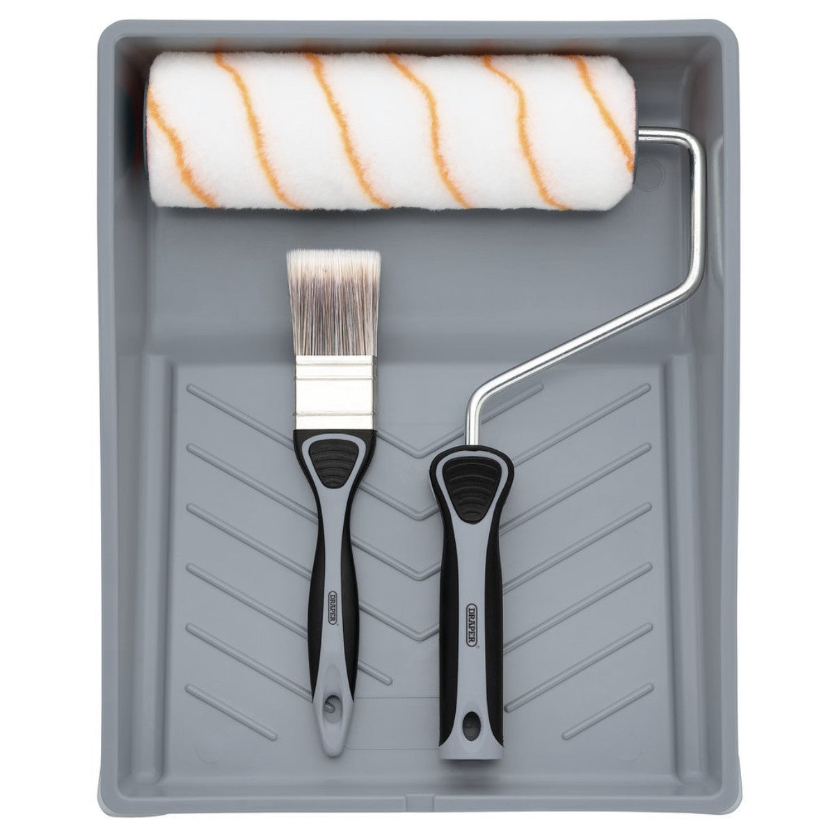 Draper Medium Pile Polyester Paint Roller and Brush Set with Soft Grip (4 Piece) 20947