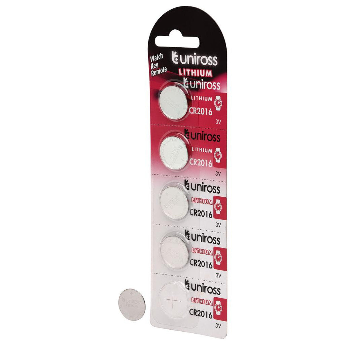 Uniross Lithium Coin Cell CR2016 Batteries (Pack of 5) 21598