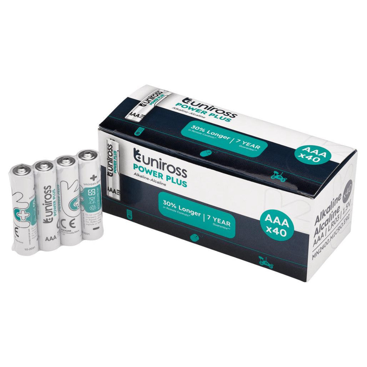 Uniross LR03 AAA Power Plus Alkaline Batteries (Pack of 40) 21605