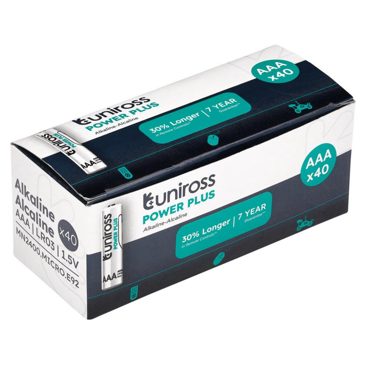 Uniross LR03 AAA Power Plus Alkaline Batteries (Pack of 40) 21605
