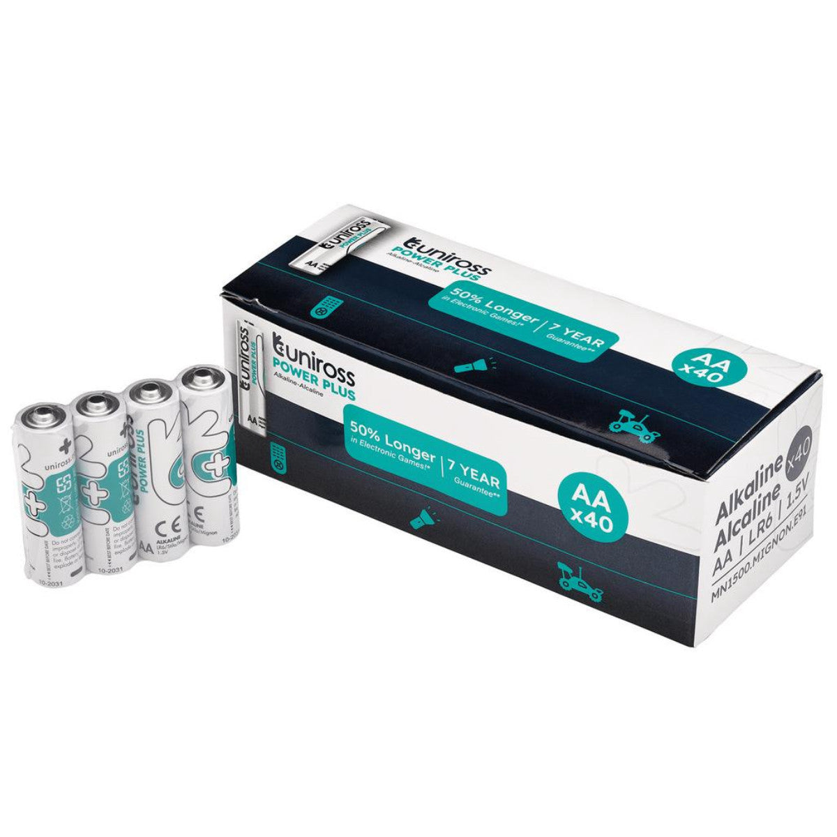 Uniross LR6 AA Power Plus Alkaline Batteries (Pack of 40) 21609