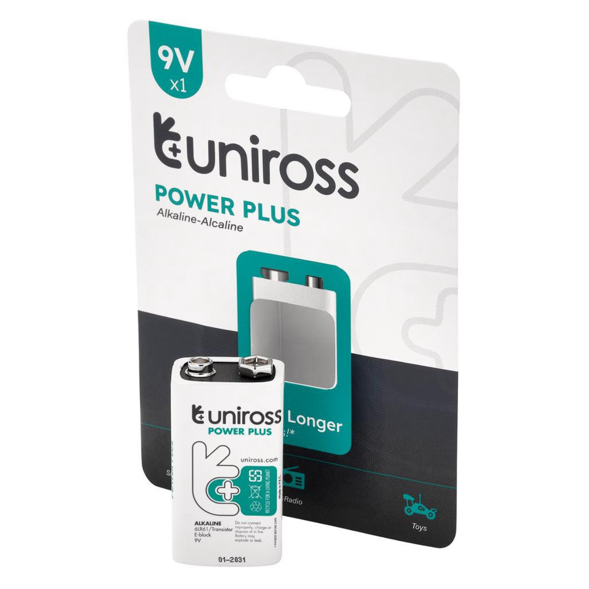Uniross 6LR61 9V Power Plus Alkaline Battery 21696