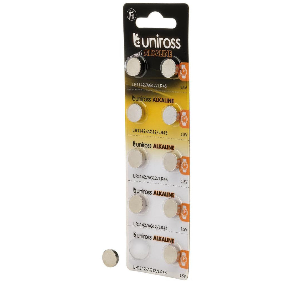 Uniross Akaline Coin Cells LR44 AG13 Batteries (Pack of 10) 21697