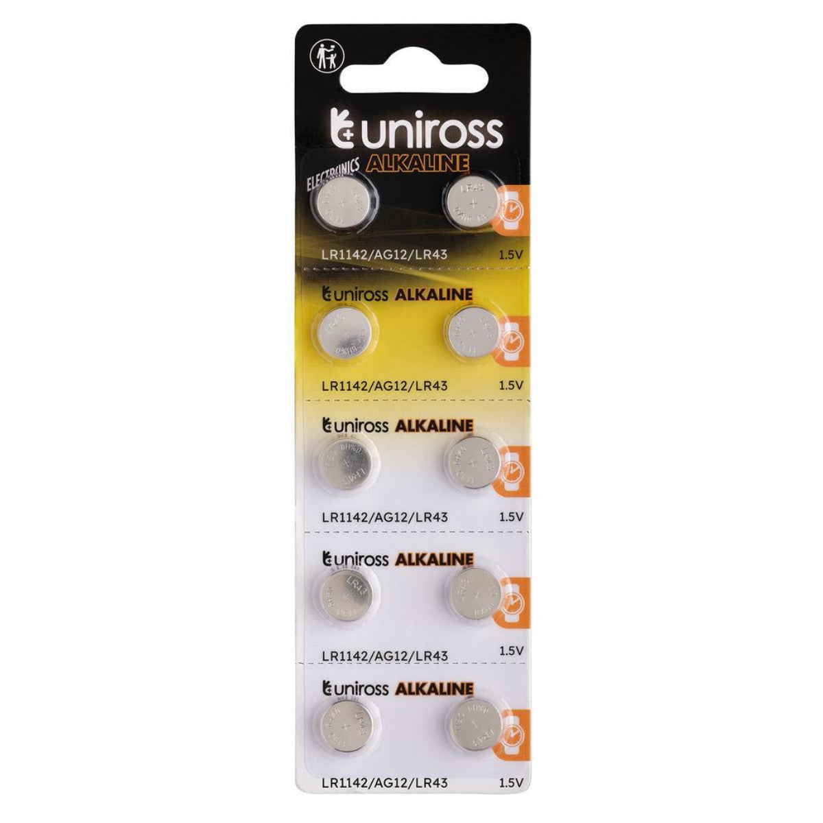Uniross Akaline Coin Cells LR44 AG13 Batteries (Pack of 10) 21697