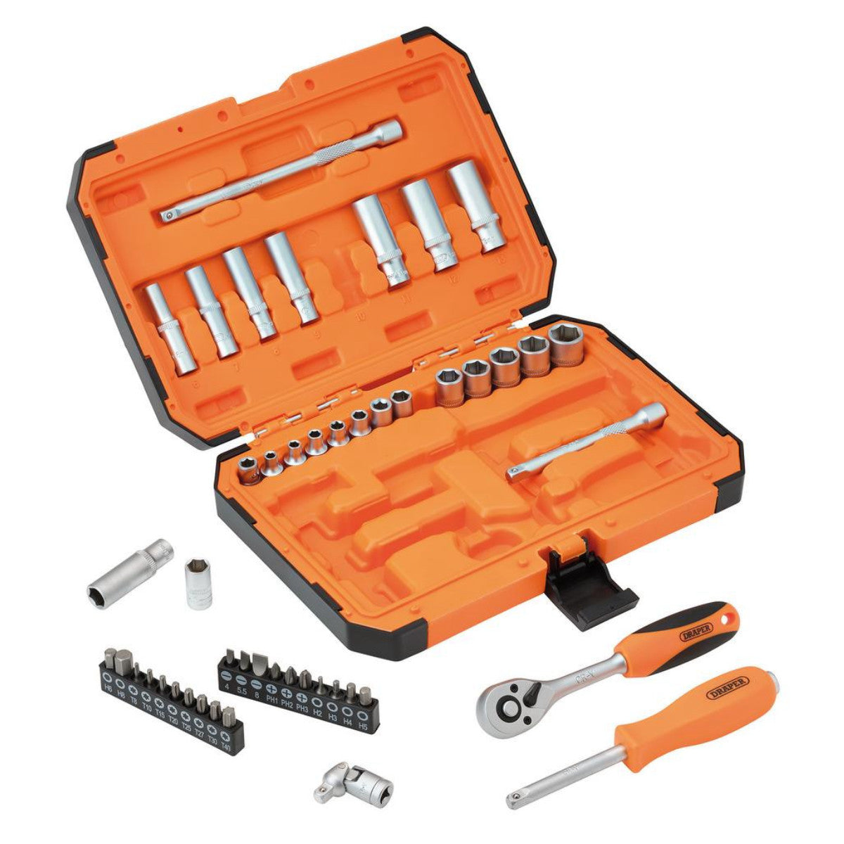 Draper HI-TORQ 6 Point Socket Set, 1/4" (47 Piece) 22109
