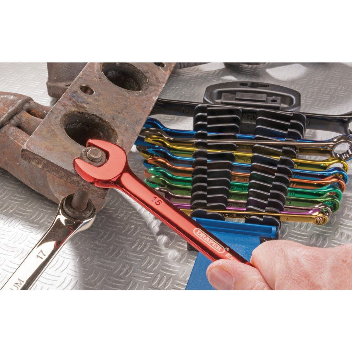Draper Expert HI-TORQ Metric Coloured Combination Spanner Set, 6 - 19mm (13 Piece) 23017