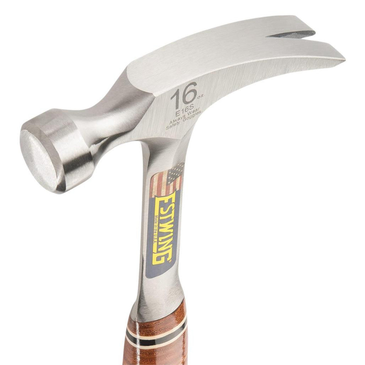 Estwing E16S Straight Claw Hammer with Leather Grip, 16oz/448g 23509