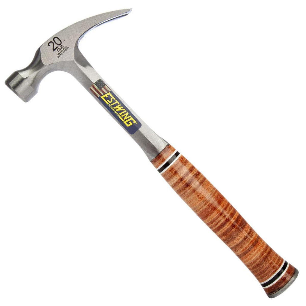 Estwing E20S Straight Claw Hammer with Leather Grip, 20oz/560g 23514