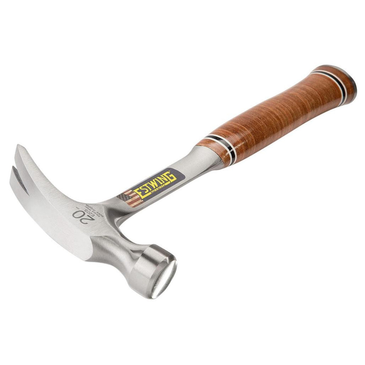 Estwing E20S Straight Claw Hammer with Leather Grip, 20oz/560g 23514