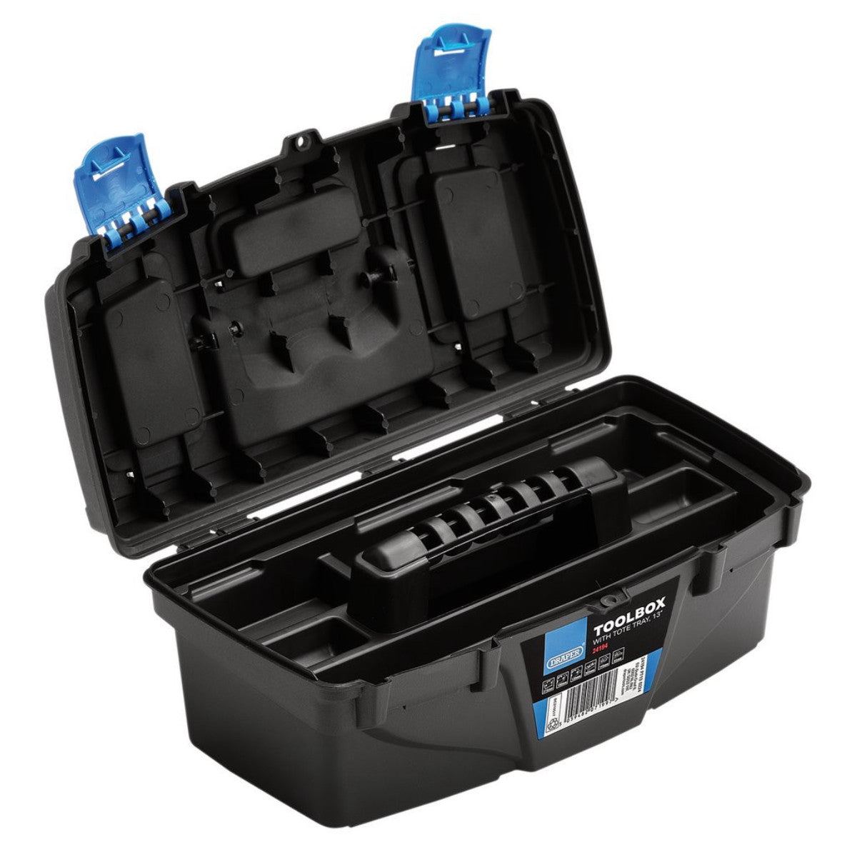 Draper Plastic Toolbox with Tote Tray, 13" 24194