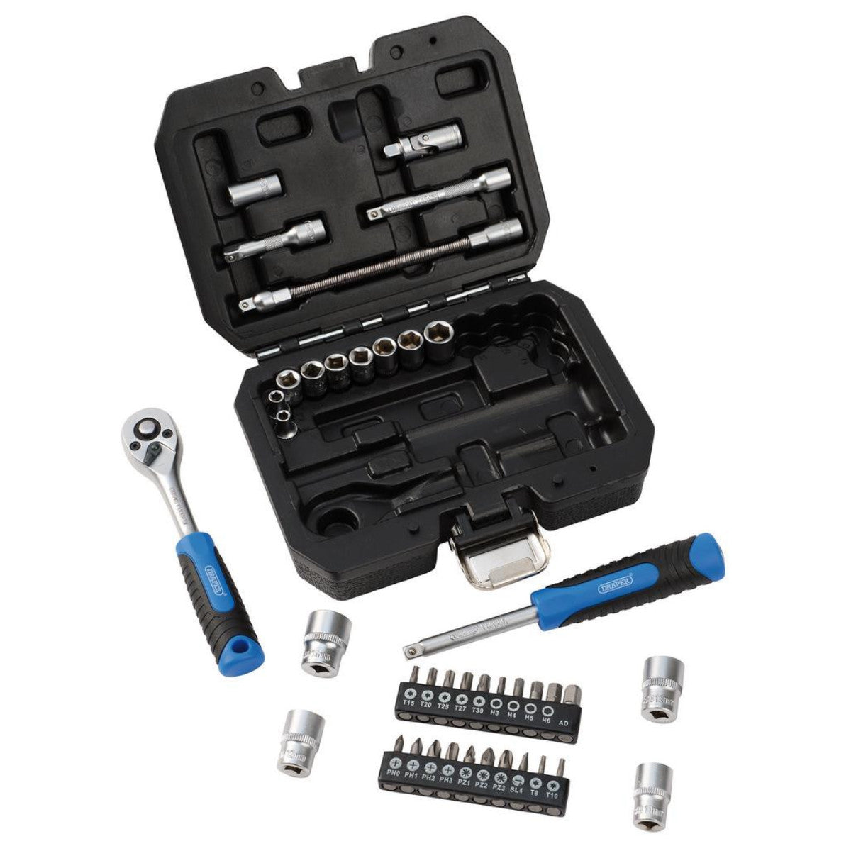 Draper HI-TORQ Metric Socket and Bit Set, 1/4" Sq. Dr. (40 Piece) 24223
