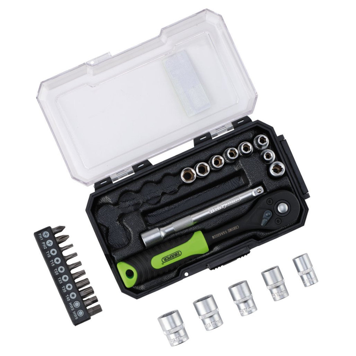 Draper HI-TORQ Metric Socket and Bit Set, 1/4" Sq. Dr. (25 Piece) 24233