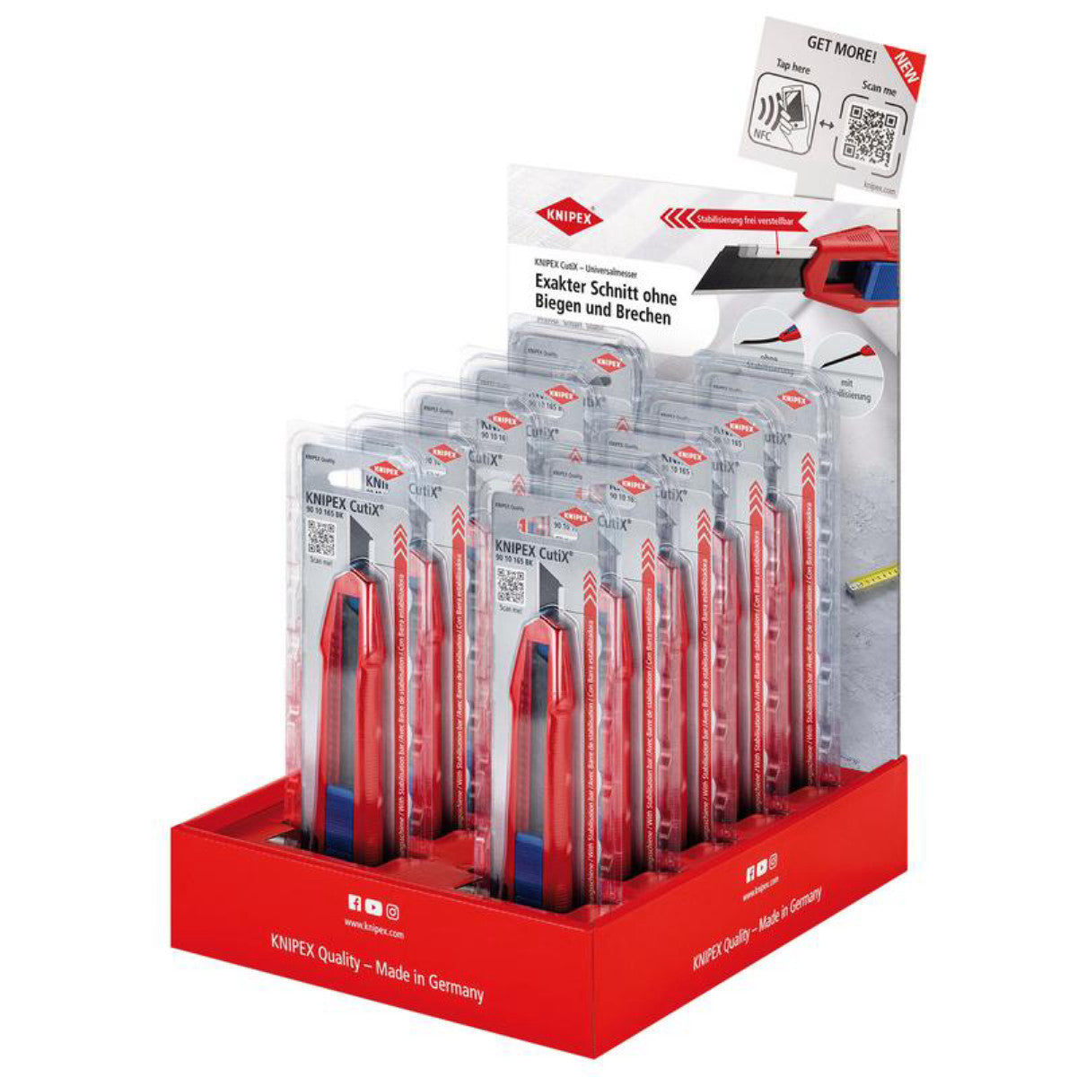Knipex CutiX 00 18 01 V44 Counter Display of Universal Knife, 10 Parts, 305mm 25007