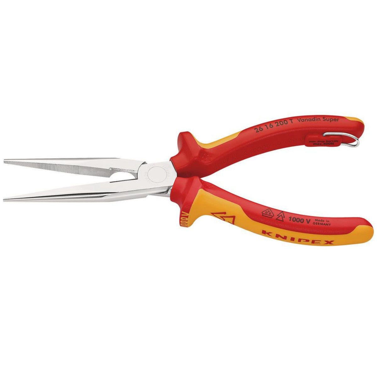 Knipex 26 16 200 T BK Snipe Nose Side Cutting Pliers, 200mm 25245