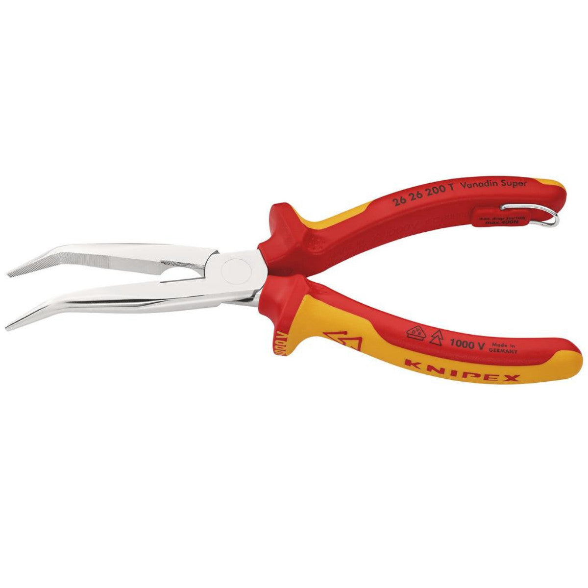 Knipex 26 26 200 T BK Snipe Nose Side Cutting Pliers, 200mm 25246
