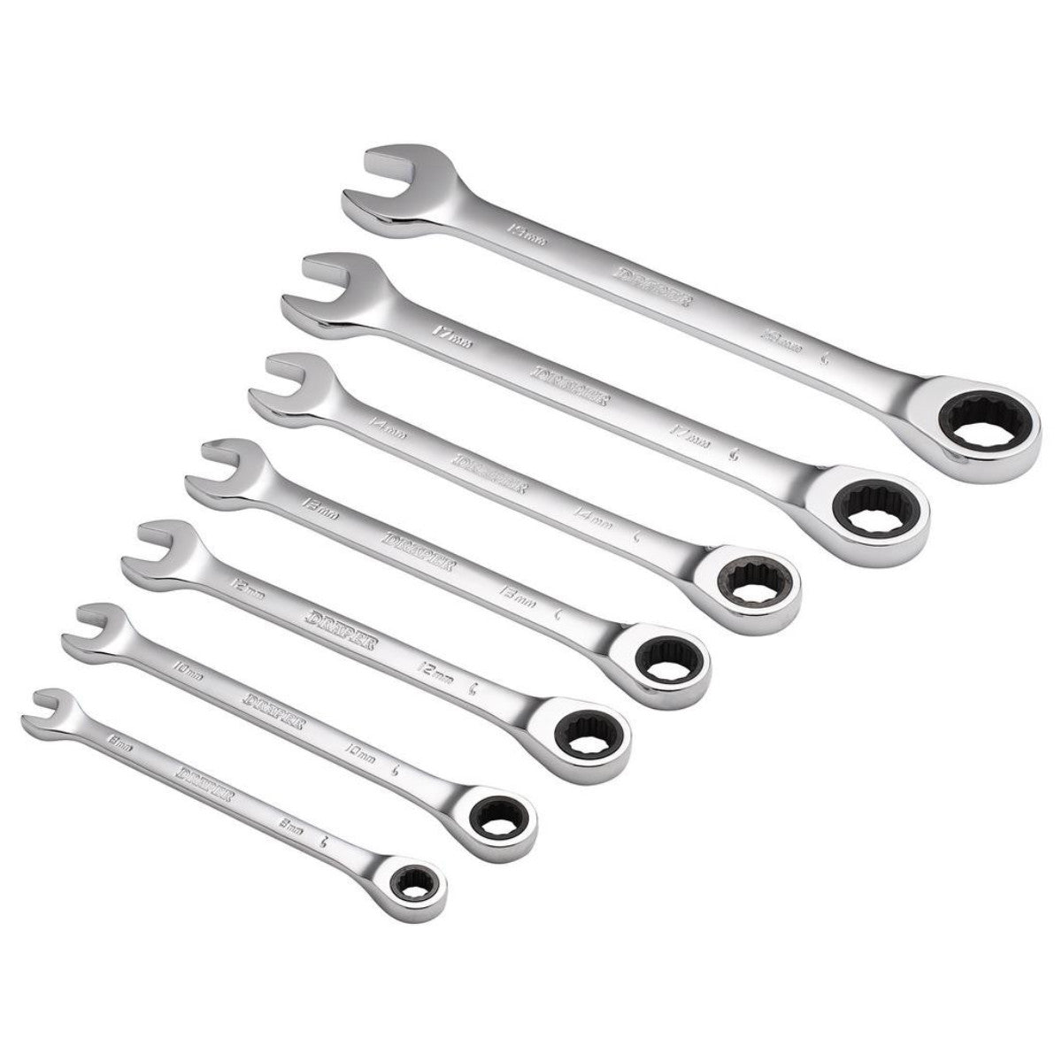 Draper HI-TORQ Metric Ratcheting Combination Spanner Set (7 Piece) 25397