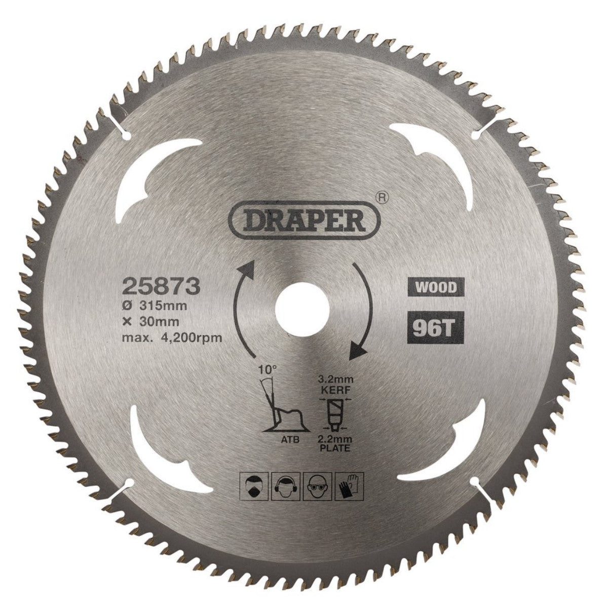 Draper TCT Circular Saw Blade for Wood, 315 x 30mm, 96T 25873