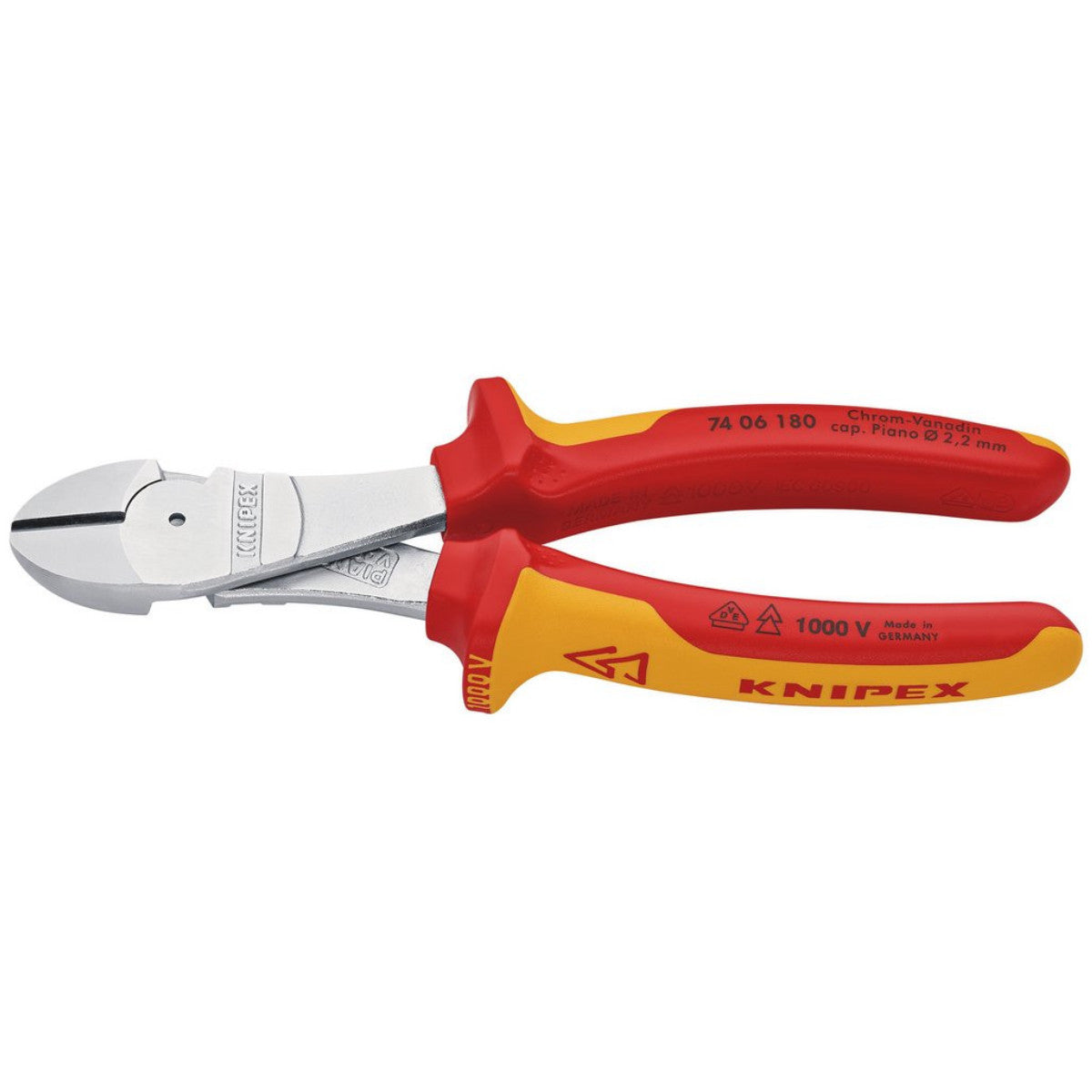 Knipex 74 06 180 SB VDE Insulated High Leverage Diagonal Cutter, 180 mm 26784