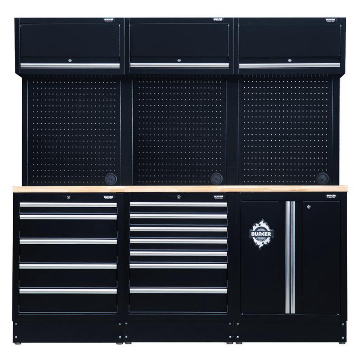 Bunker 14 Piece Modular Storage Combo with Hardwood Worktop, 2040mm 27206