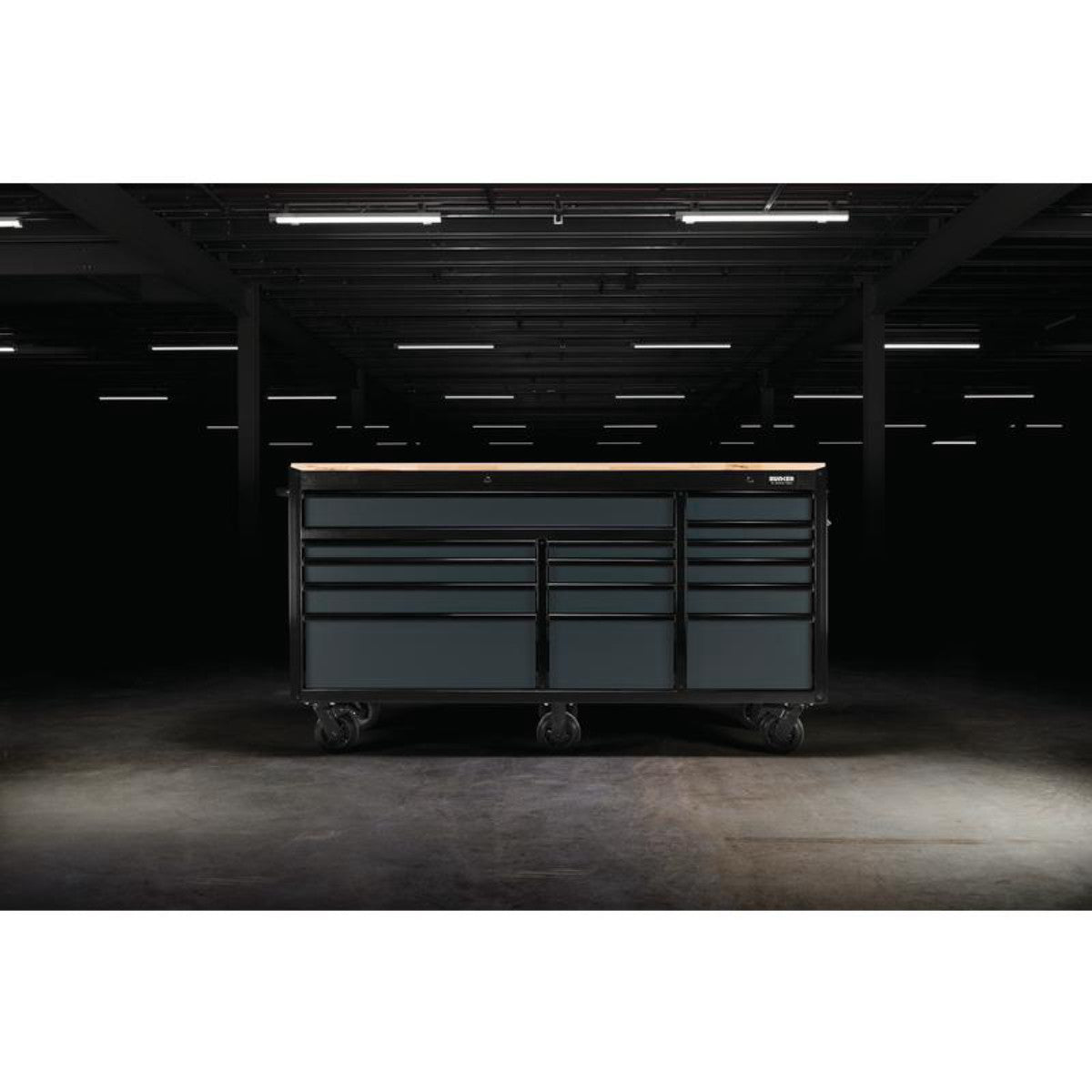 Bunker 15 Drawer Workbench Roller Tool Cabinet, 72", Grey 27242
