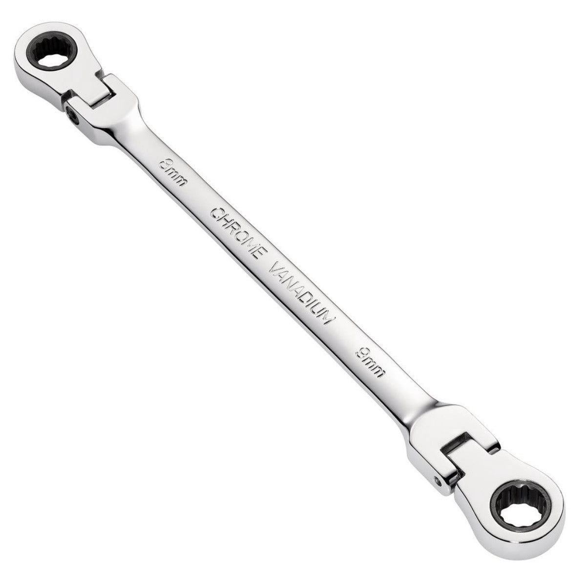 Draper HI-TORQ Metric Flexible Head Double Ring Ratchet Spanner, 8 x 9mm 27744
