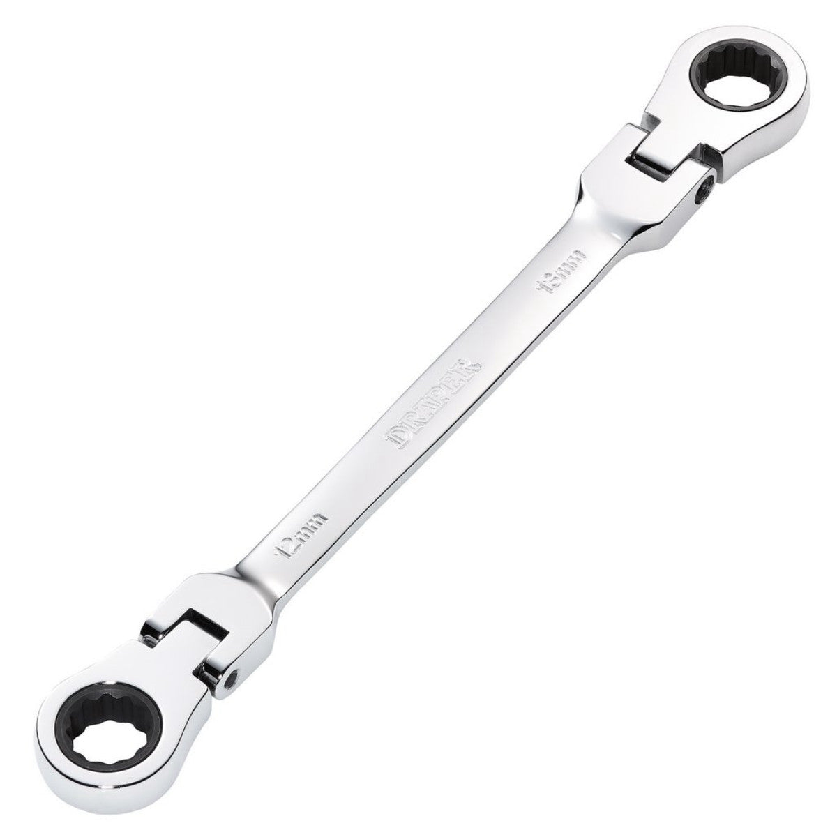 Draper HI-TORQ Metric Flexible Head Double Ring Ratchet Spanner, 12 x 13mm 27746