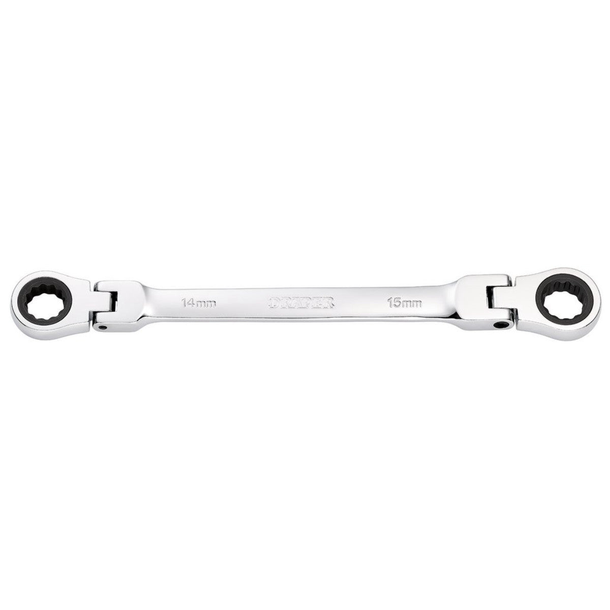 Draper HI-TORQ Metric Flexible Head Double Ring Ratchet Spanner, 14 x 15mm 27747