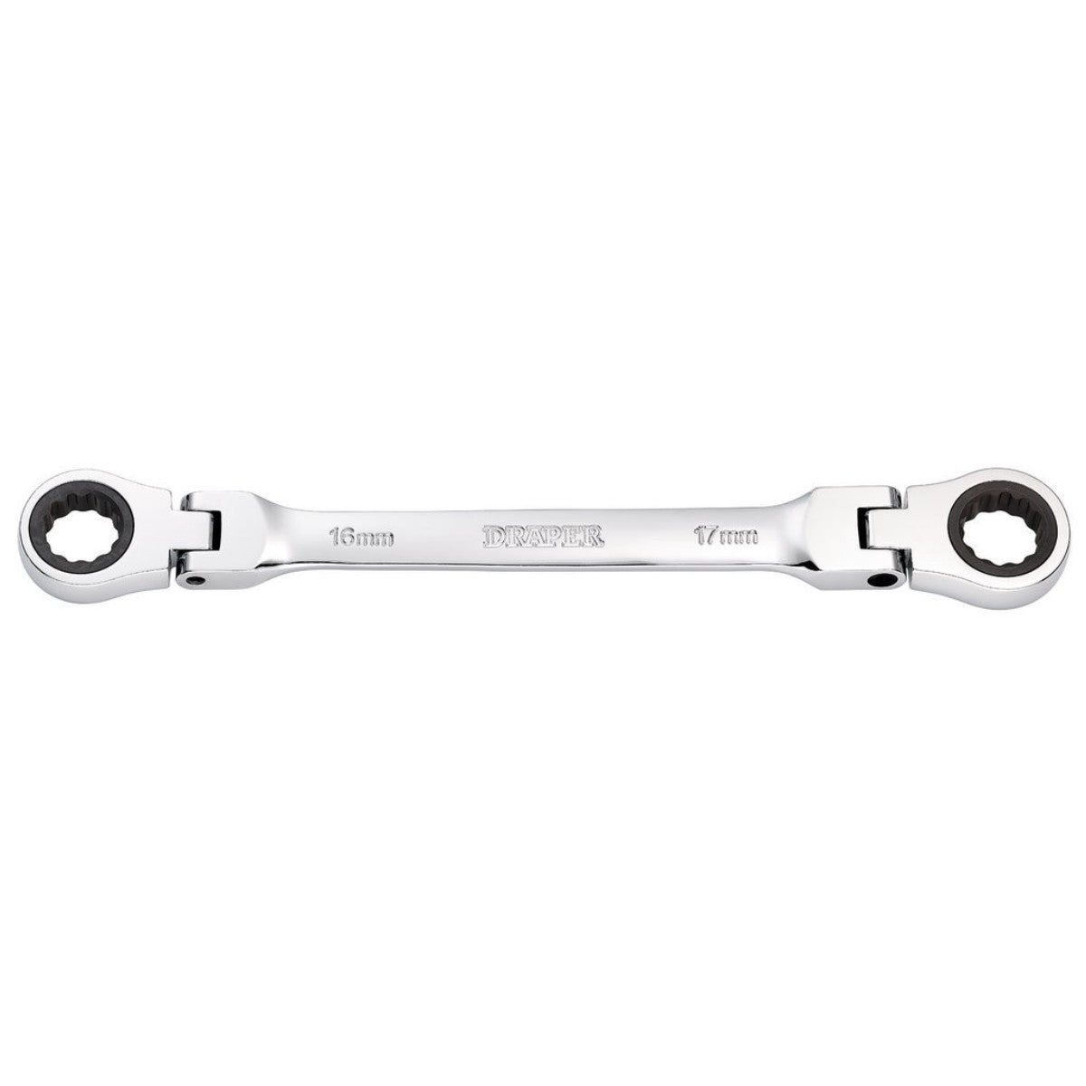 Draper HI-TORQ Metric Flexible Head Double Ring Ratchet Spanner, 16 x 17mm 27756