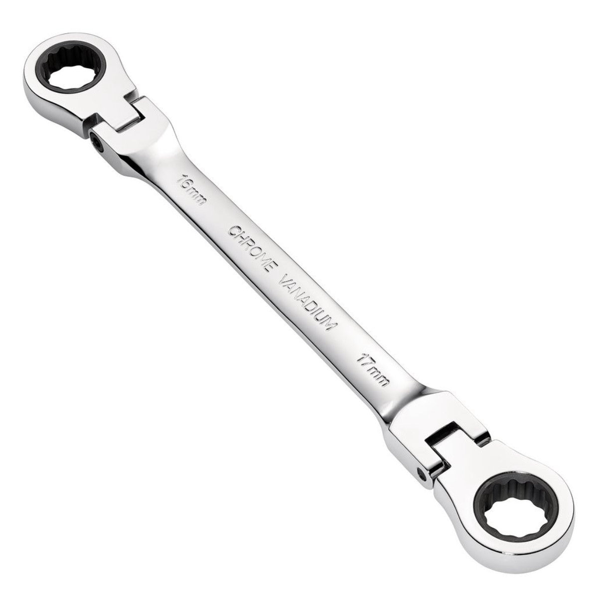 Draper HI-TORQ Metric Flexible Head Double Ring Ratchet Spanner, 16 x 17mm 27756
