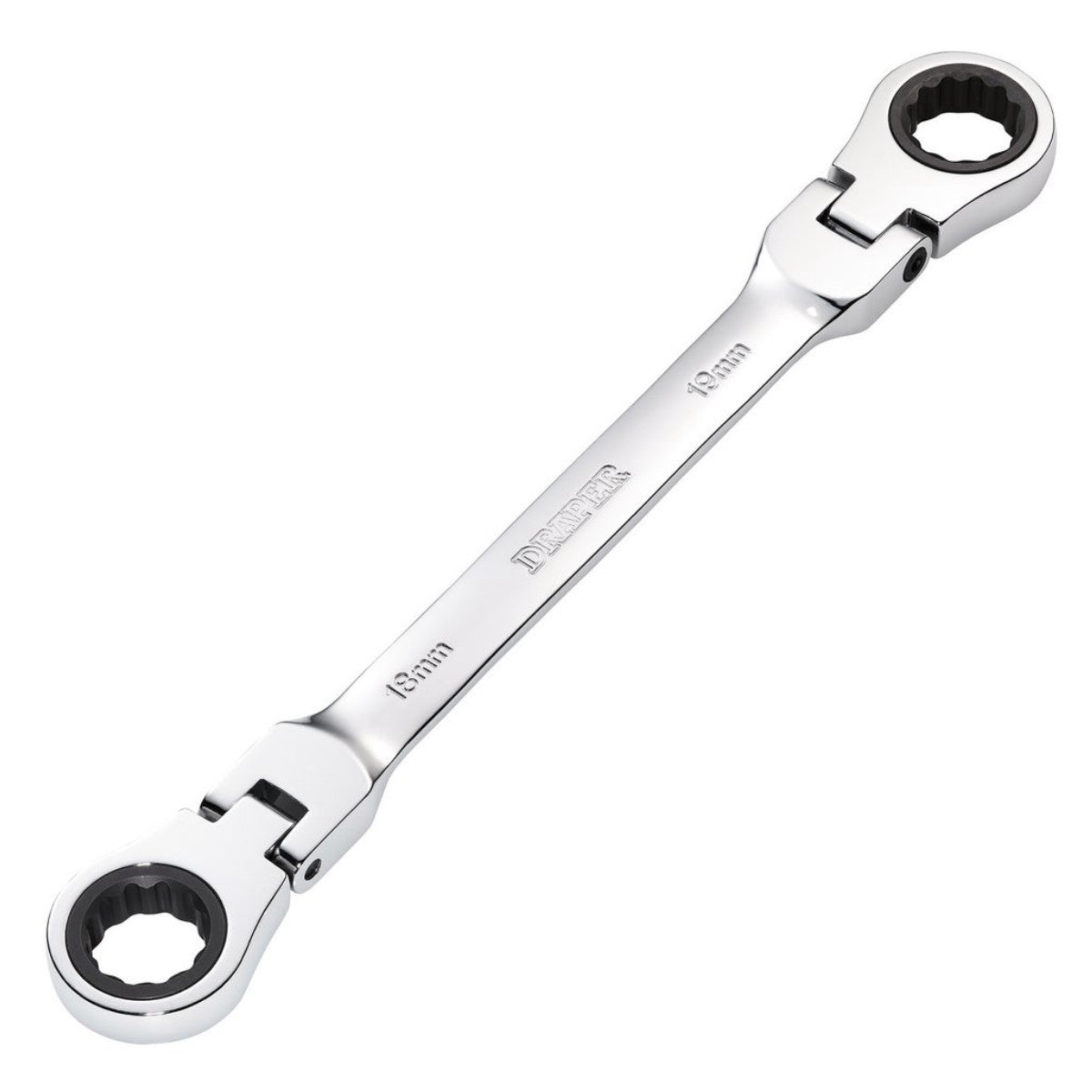 Draper HI-TORQ Metric Flexible Head Double Ring Ratchet Spanner, 18 x 19mm 27759