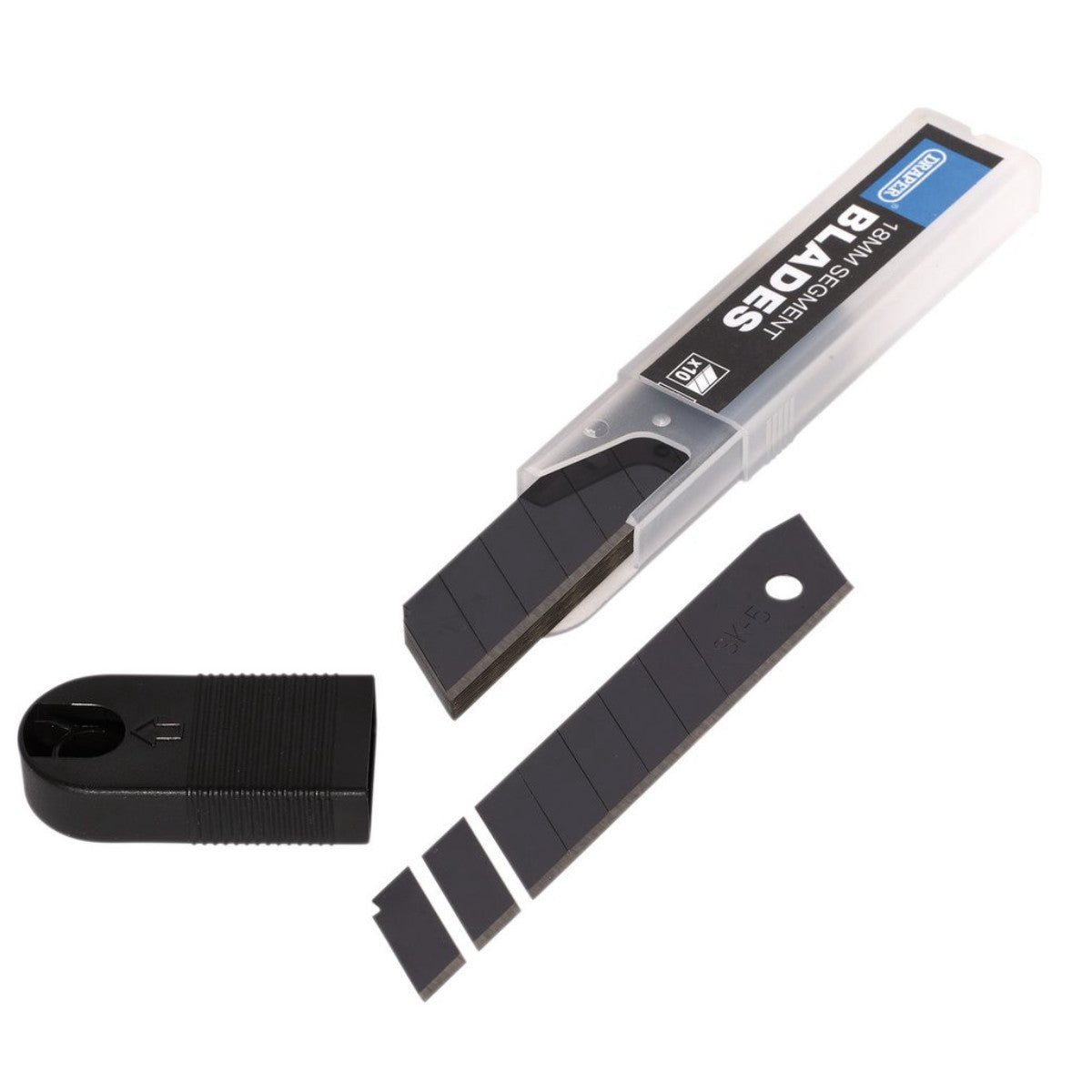 Draper Snap-Off Segment Knife Blades, 18mm, Black (Pack of 10) 27787