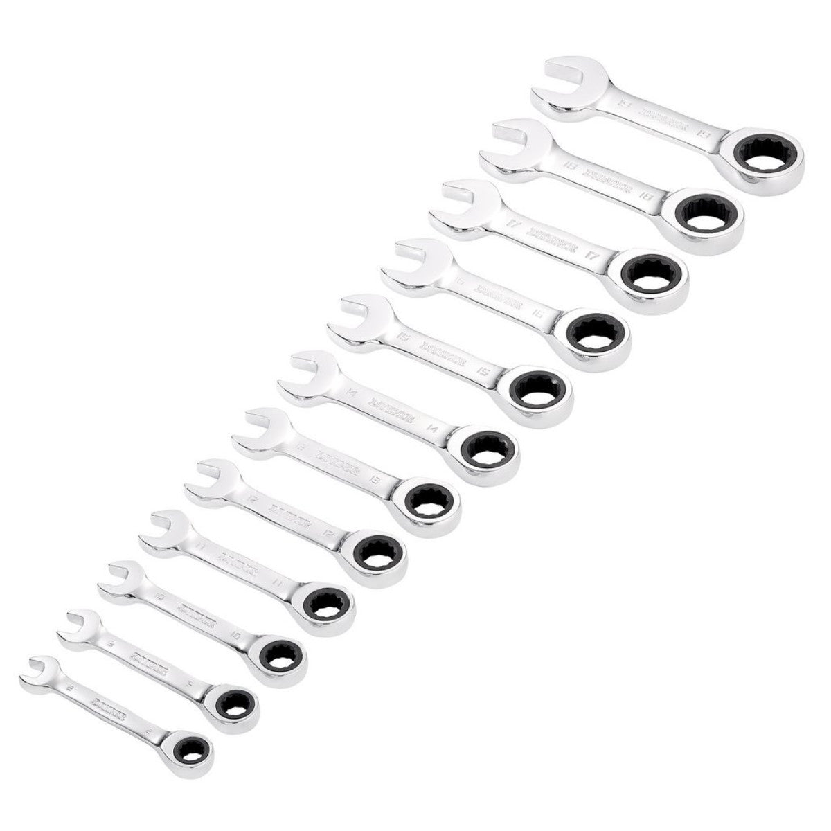 Draper HI-TORQ Metric Stubby Ratchet Combination Spanner Set, 8 - 19mm (12 Piece) 27931