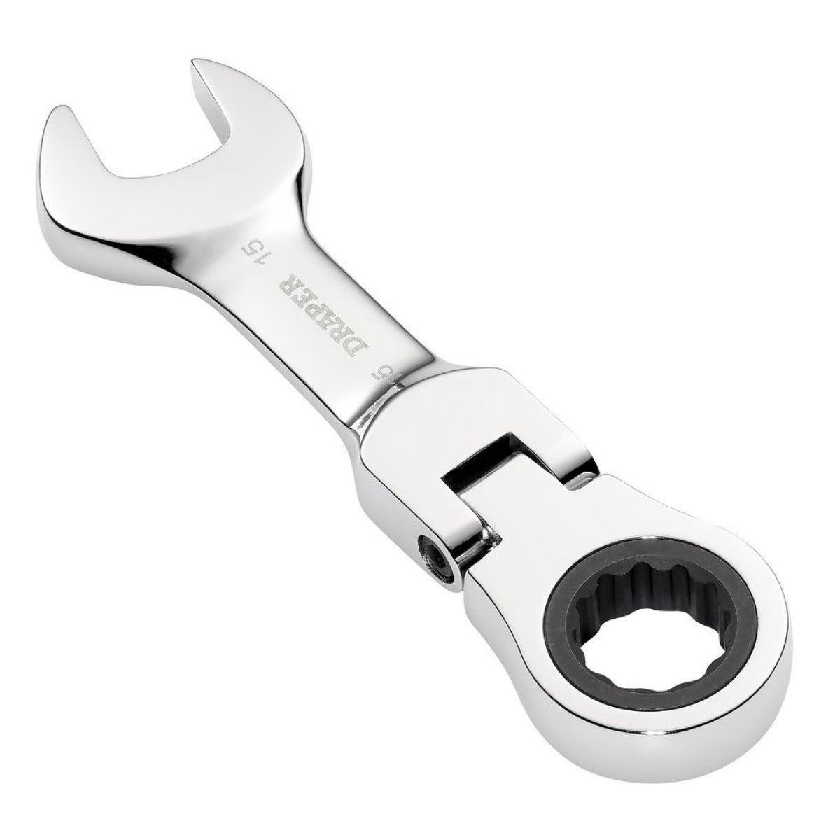 Draper HI-TORQ Metric Stubby Flexible Head Ratchet Combination Spanner, 15mm 27973