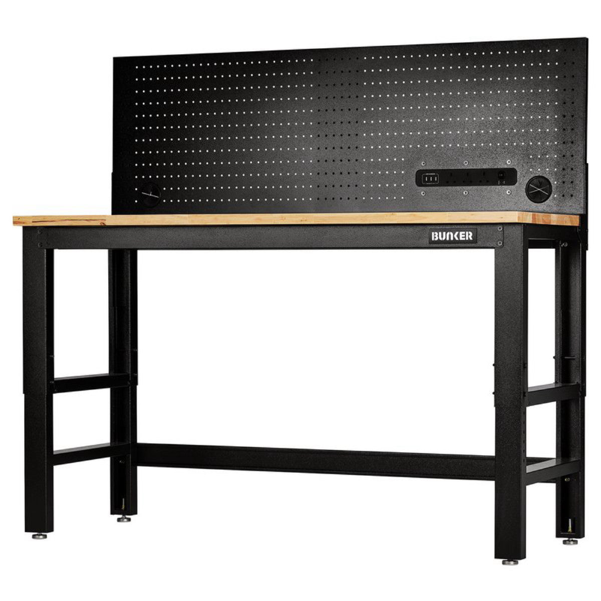 Bunker Workbench with Hardwood Worktop and Power Pegboard, 1550mm.. 28096