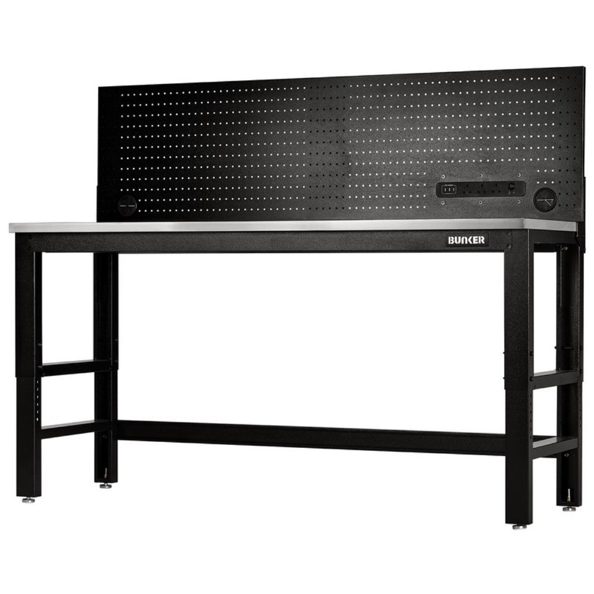 Bunker Workbench with Stainless Steel Worktop and Power Pegboard, 1830mm 28099