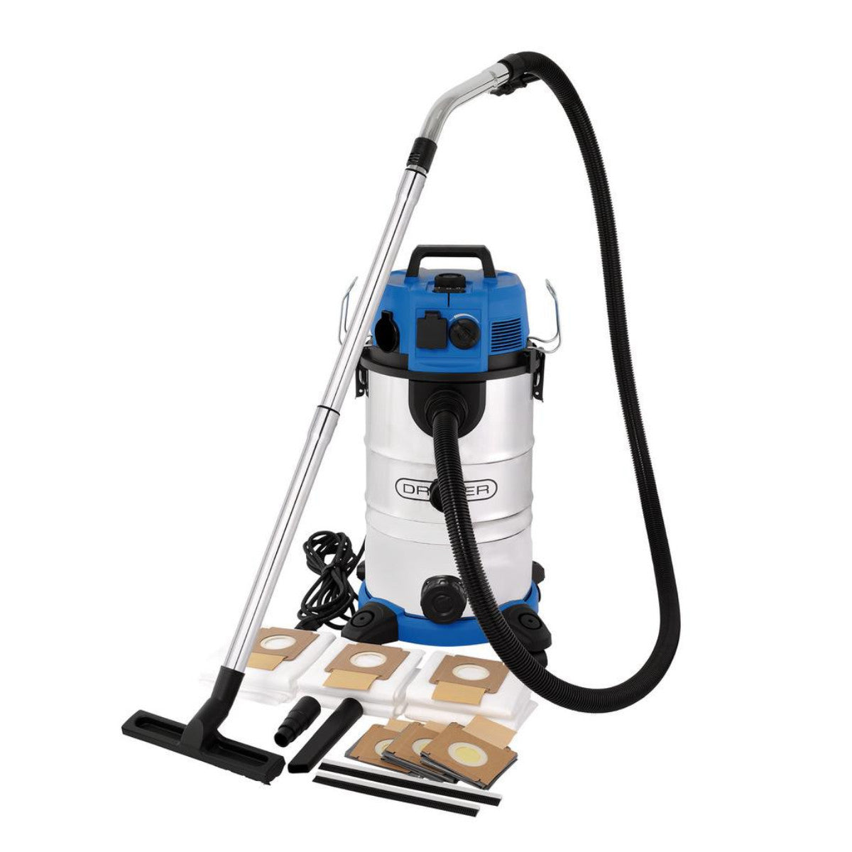 Draper 230V M-Class Dust Extractor, Wet and Dry Vacuum Cleaner with Power Take-Off, 35L, 1500W 28230