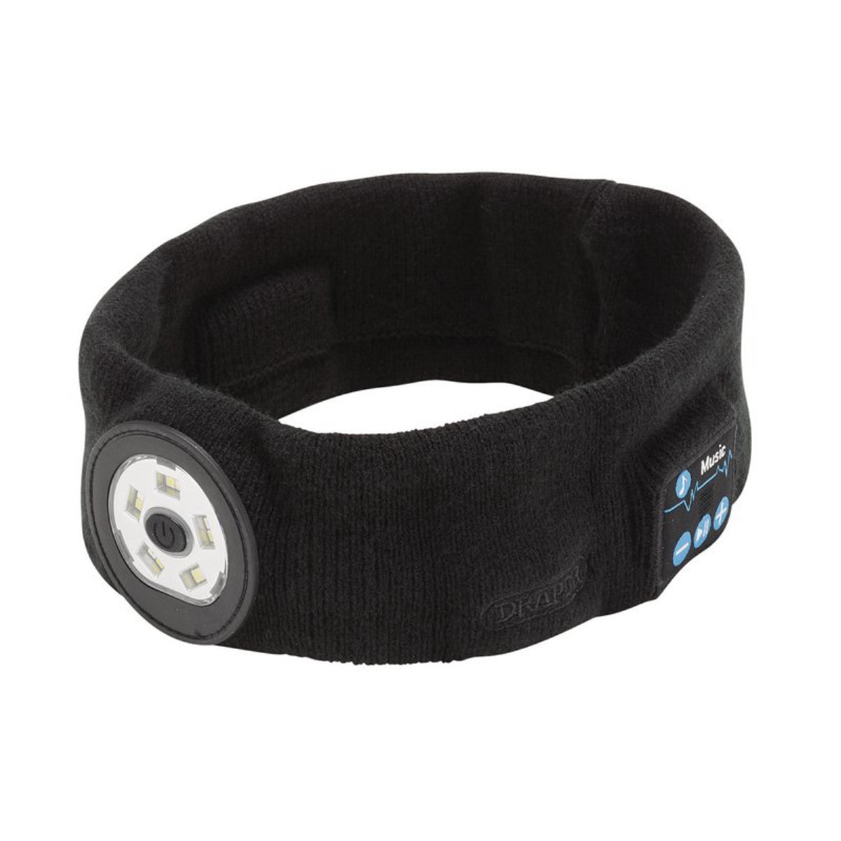Draper Smart Wireless Rechargeable Headband with LED Head Torch and USB Charging Cable, Black, One Size 28344