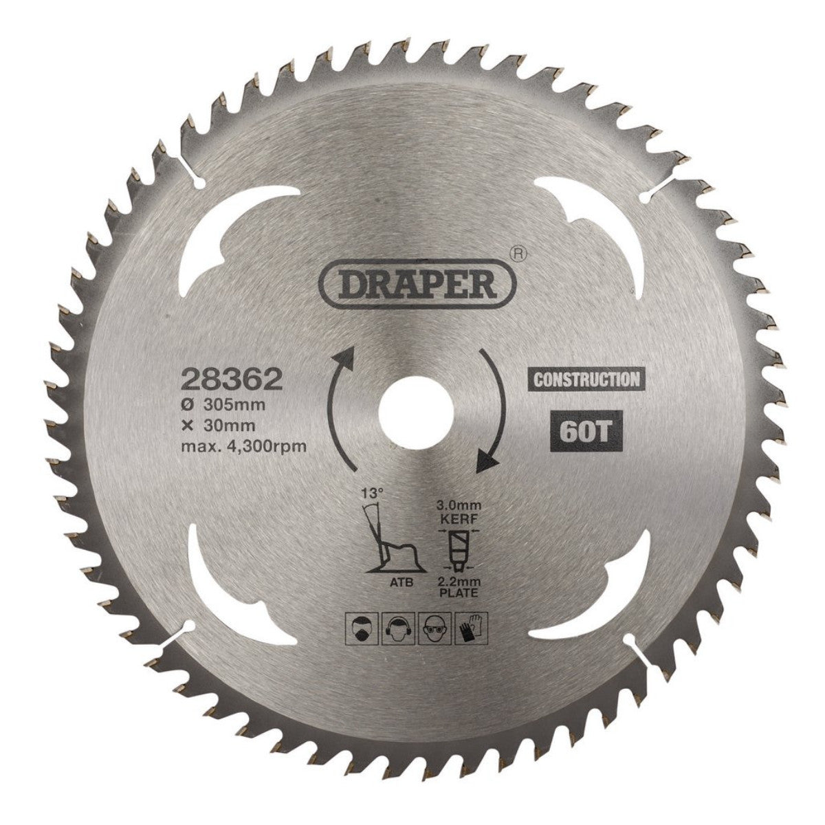 Draper TCT Construction Circular Saw Blade, 305 x 30mm, 60T 28362